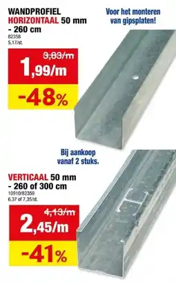 Hubo U-profiel MSV 2,6m 50x50 mm staal aanbieding