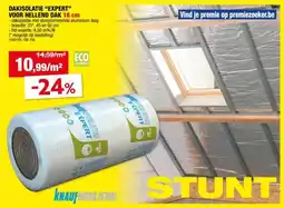 Hubo Knauf Insulation Expert dakisolatie glaswol spijkerflens 490x35x18 cm R4,5 1,715m² aanbieding