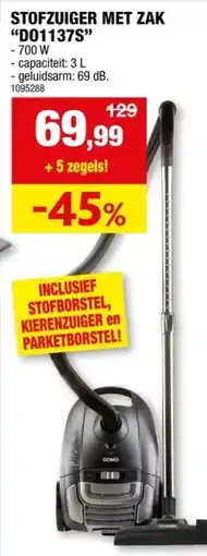 Hubo DOMO DO1137S stofzuiger met zak 3l aanbieding