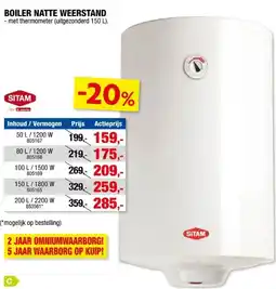 Hubo Sitam boiler 100l natte weerstand aanbieding
