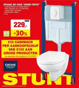 Hubo GROHE ophang WC-pack met duwplaat aanbieding
