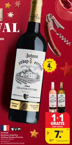 Carrefour Market Frankrijk Bordeaux Supérieur Château Gandoy Perrinat aanbieding