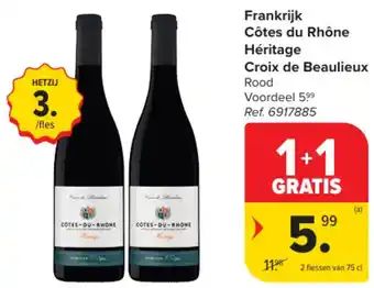 Carrefour Market Frankrijk Côtes du Rhône Héritage Croix de Beaulieux aanbieding