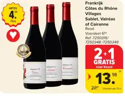 Carrefour Market Frankrijk Côtes du Rhône Villages Sablet, Valréas of Cairanne aanbieding