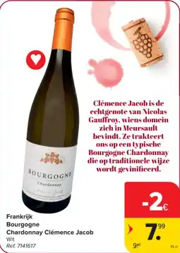 Carrefour Market Frankrijk Bourgogne Chardonnay Clémence Jacob aanbieding