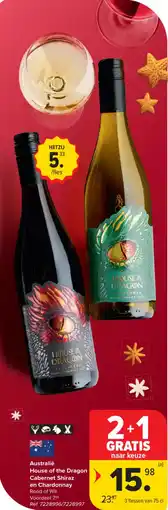 Carrefour Market Australië House of the Dragon Cabernet Shiraz en Chardonnay aanbieding