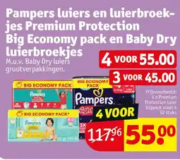 Kruidvat Pampers luiers en luierbroekjes Premium Protection Big Economy pack en Baby Dry luierbroekjes aanbieding