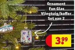 Kruidvat Ornament Fun Glas Vliegtuig/koffer Set van 2 aanbieding