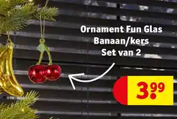 Kruidvat Ornament Fun Glas Banaan/kers Set van 2 aanbieding