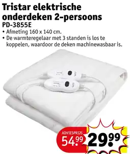 Kruidvat Tristar elektrische onderdeken 2-persoons aanbieding