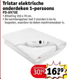 Kruidvat Tristar elektrische onderdeken 1-persoons aanbieding