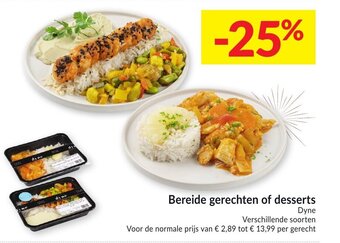 Bereide gerechten of desserts