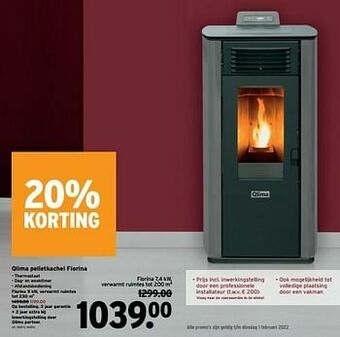 GAMMA Qlima pelletkachel fiorina aanbieding