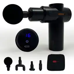 Decathlon Krachtige massagepistool in het zwart - 32 niveaus, 4 massagekoppen, USB-C aanbieding