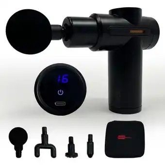 Decathlon Krachtige massagepistool in het zwart - 32 niveaus, 4 massagekoppen, USB-C aanbieding