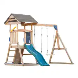 Decathlon Mia Houten Speeltoren met 2 Schommels, Glijbaan Groen aanbieding