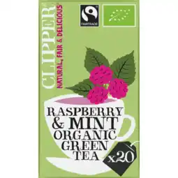 Albert Heijn Clipper Raspberry & mint organic green tea aanbieding