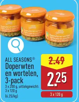 ALDI All seasons doperwten en wortelen aanbieding