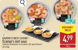 ALDI Gourmet Finest Cuisine Scampi's met saus aanbieding
