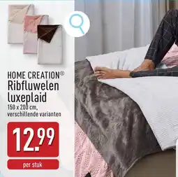 ALDI Home Creation Ribfluwelen Luxeplaid aanbieding