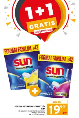 Trafic Set van 42 vaatwastabletten sun aanbieding