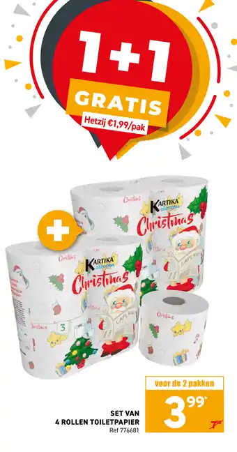 Set van 4 rollen toiletpapier