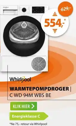 Expert Whirlpool warmtepompdroger C WD 94M WBS BE aanbieding