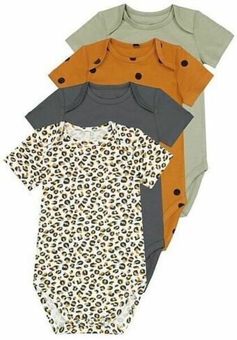 HEMA HEMA Bodys Katoen Animal - 4 Stuks Groen (groen) aanbieding