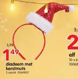 Yess diadeem met kerstmuts aanbieding