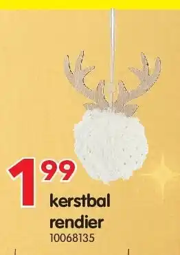 Yess kerstbal rendier aanbieding