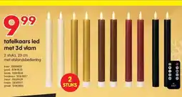 Yess tafelkaars led met 3d vlam 2 stuks, 23 cm aanbieding