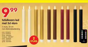 Yess tafelkaars led met 3d vlam 2 stuks, 23 cm aanbieding