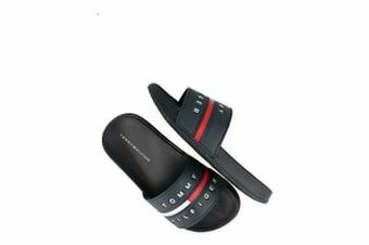 Tommy Hilfiger Badslipper Uni Badsleper Flag Print Logo - Blauw