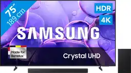 Coolblue Samsung 75 Crystal UHD U8070F (2025) + Samsung HW-B450F Zwart aanbieding