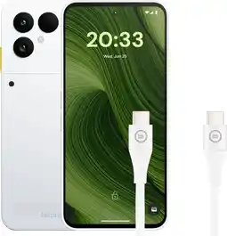 Coolblue Fairphone 6 256Go Blanc 5G + BlueBuilt Câble USB-C vers USB-C 1,5m Nylon Blanc aanbieding
