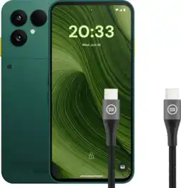 Coolblue Fairphone 6 256Go Vert 5G + BlueBuilt Câble USB-C vers USB-C 1,5m Nylon Noir aanbieding