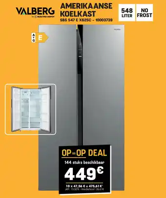 Valberg AMERIKAANSE KOELKAST SBS 547 E X625C