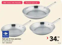 Carrefour Set van 3 Inox Pannen aanbieding