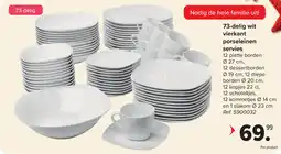 Carrefour 73-delig wit vierkant porseleinen servies aanbieding