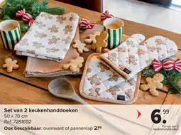 Carrefour Set van 2 Keukenhanddoeken aanbieding