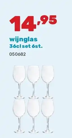 Happyland wijnglas 36cl set 6st aanbieding