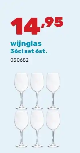 Happyland wijnglas 36cl set 6st aanbieding