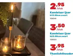 Happyland Kandelaar ijzer h13.50cm zwart aanbieding