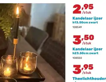 Happyland Kandelaar ijzer h13.50cm zwart aanbieding