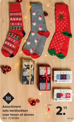 Carrefour TEX Assortiment sets kerstsokken voor heren of dames aanbieding