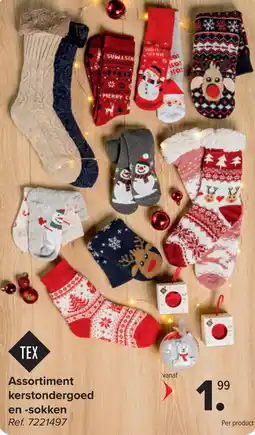 Carrefour TEX Assortiment kerstondergoed en -sokken aanbieding
