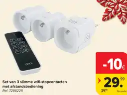 Carrefour Set van 3 slimme wifi-stopcontacten met afstandsbediening aanbieding