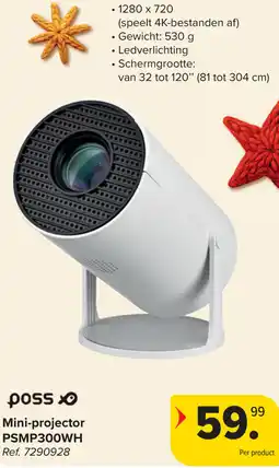 Carrefour poss Mini-projector PSMP300WH aanbieding