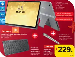 Carrefour Lenovo Tablet Tab Plus 8 GB + bescherming + Draadloos toetsenbord Multi-Device + Lenovo Stylus Tab pen plus aanbieding