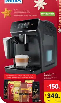 Carrefour Philips Espressomachine EP2230/10 aanbieding